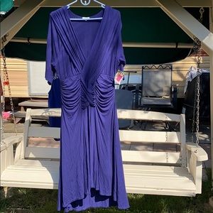 Kiyonna plus sized purple-ish blue ruched dress